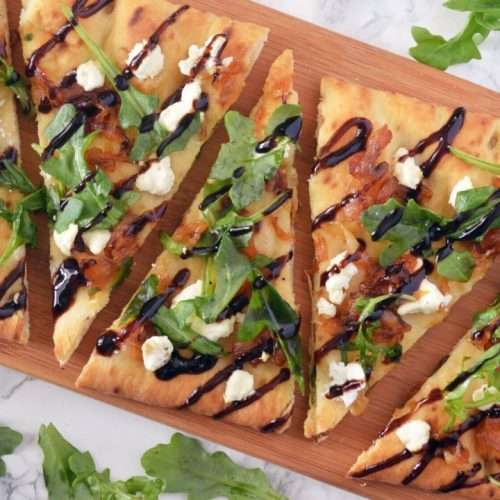 Caramelized Sweet Onion and goat cheese flatbread