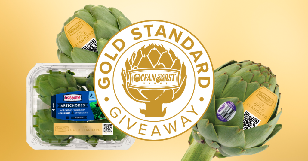 Ocean Mist Farms artichoke and logo.