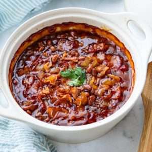 BBQ Bacon Baked Beans With Sweet Onions