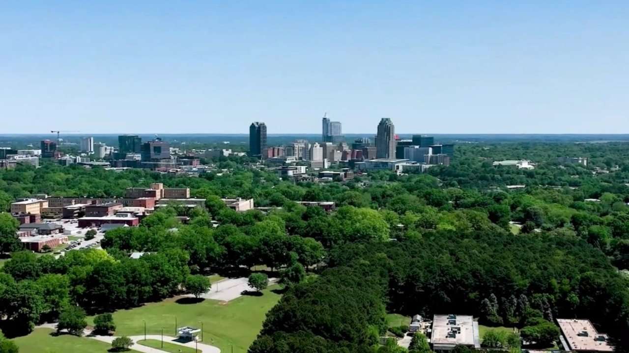 Aerial view of downtown Raleigh, NC