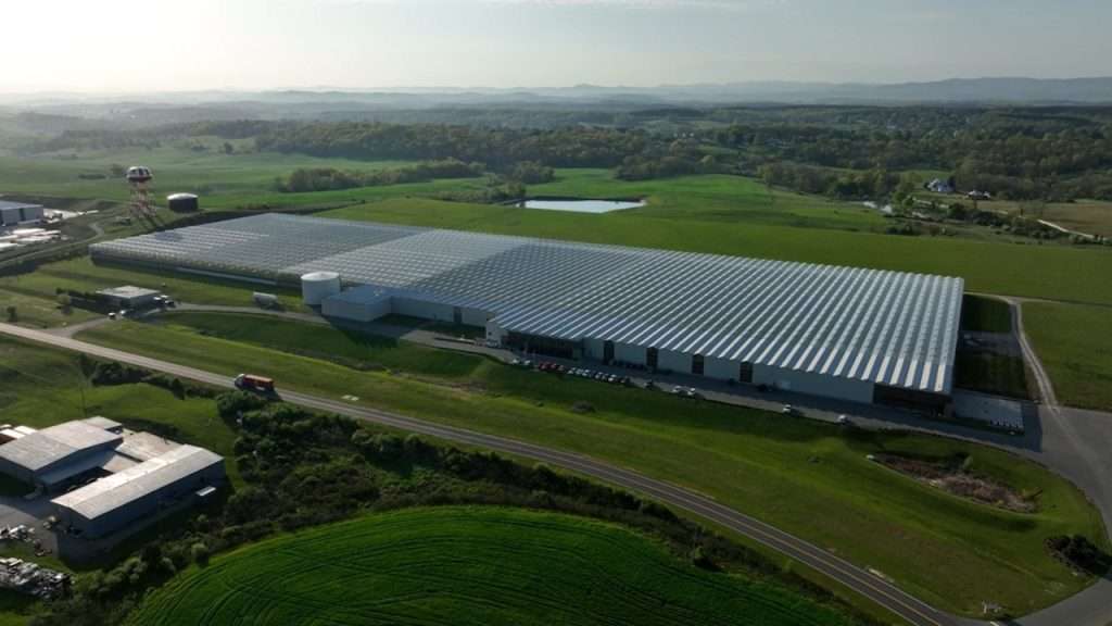 Bird's-eye view of Red Sun Farms Virginia Greenhouse