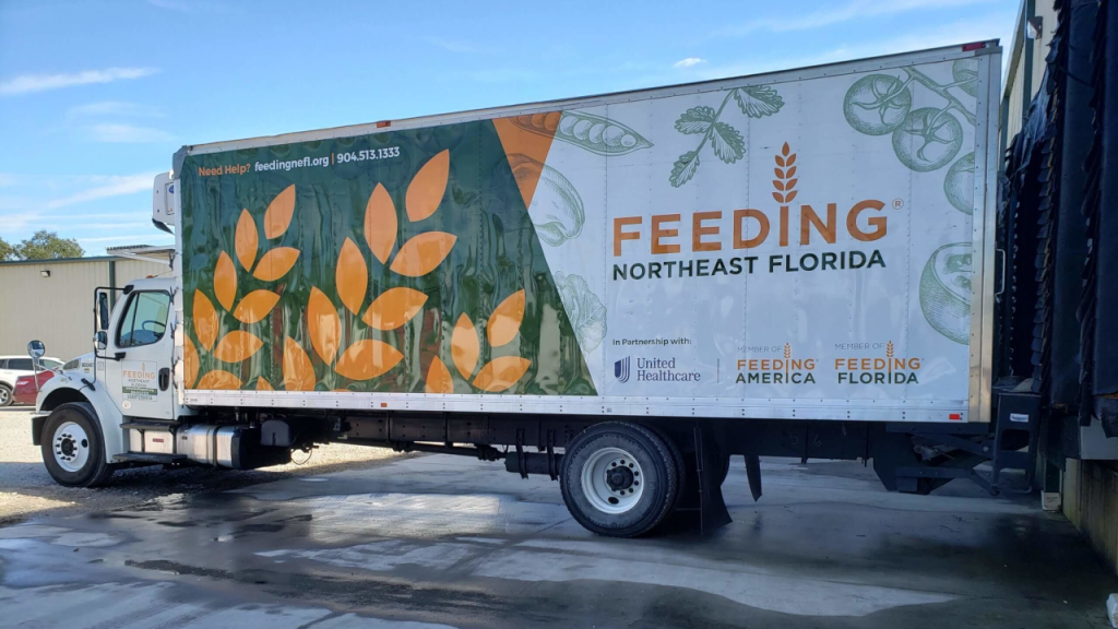 Feeding Northeast Florida truck in docking bay.