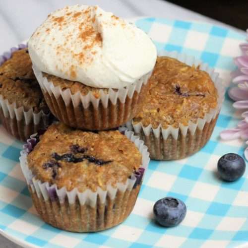 Blueberry Carrot Cake Muffins With Maple Ricotta Cream