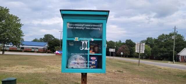 Dry food goods drop-off box. 