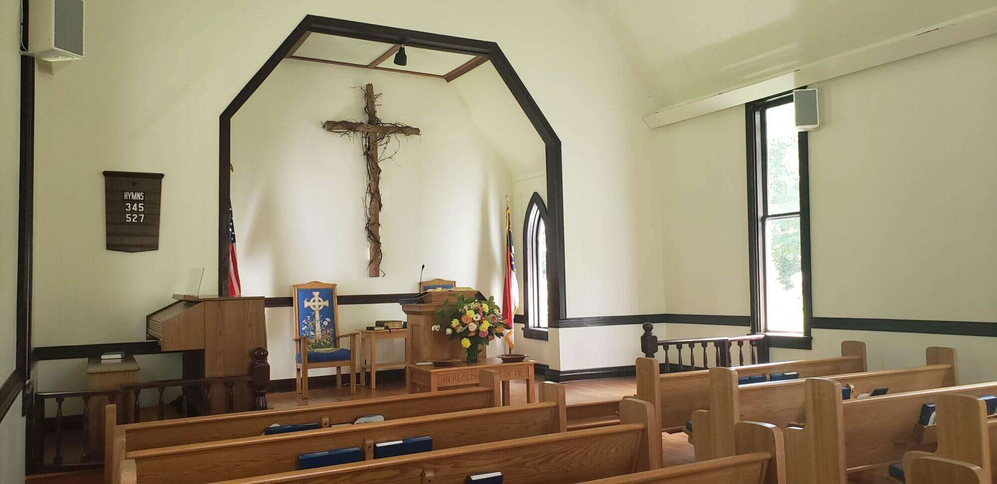 Inside the chapel in Newland, NC