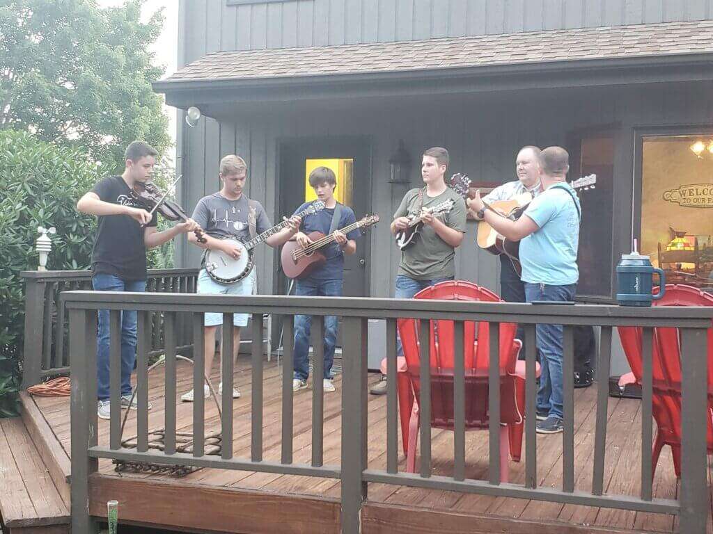 Bluegrass band Boone & Church playing.