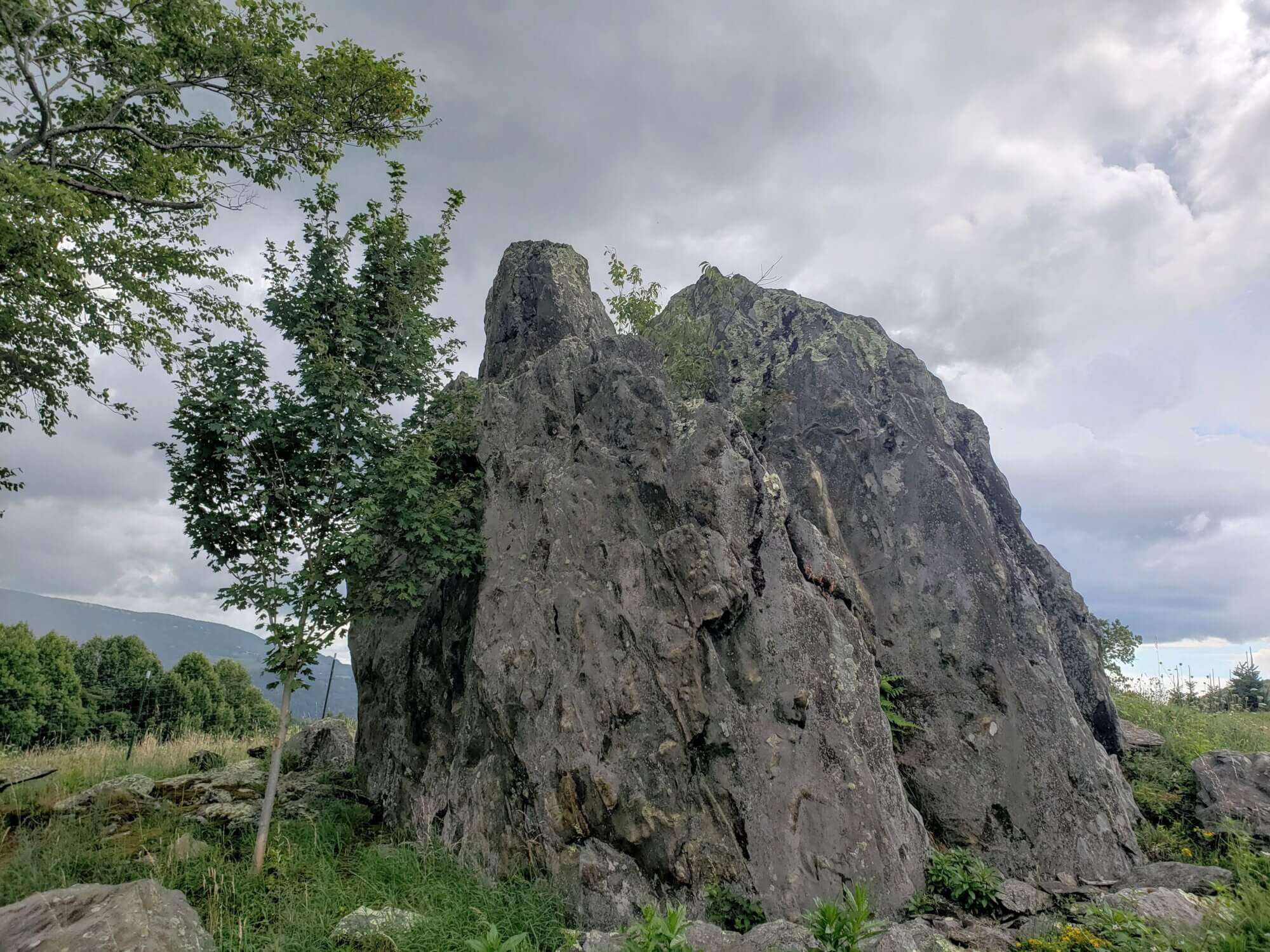 Big rock formation at the top. 