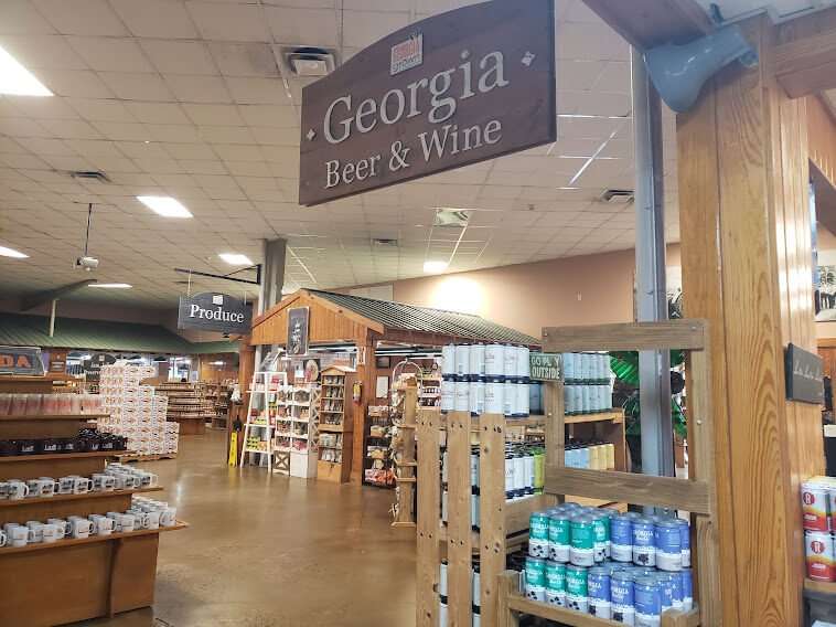 Georgia Wine sign inside retail store Lane Southern Orchards retail store.