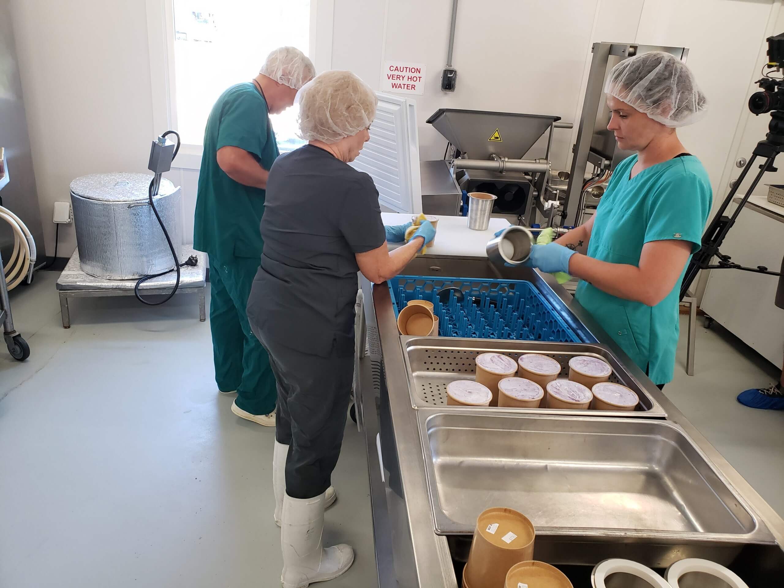 Kristie at work in the creamery.