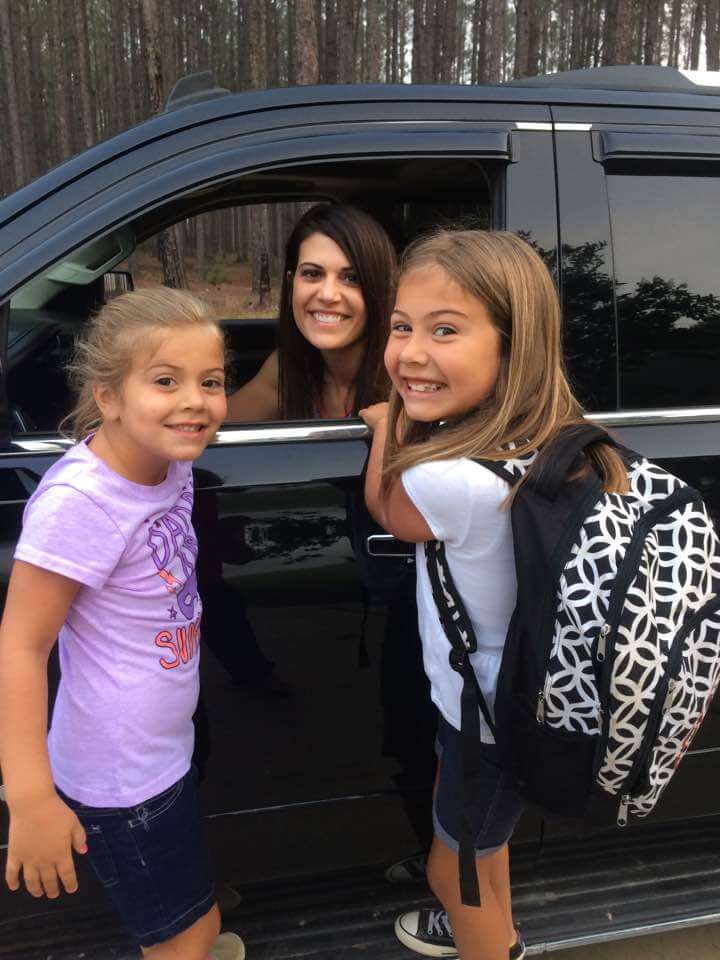 Megan and the girls heading to school.