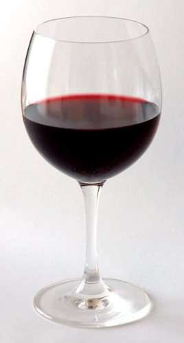 Glass of red wine.