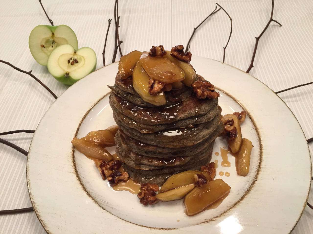 Buckwheat Pancakes with Maple Apples