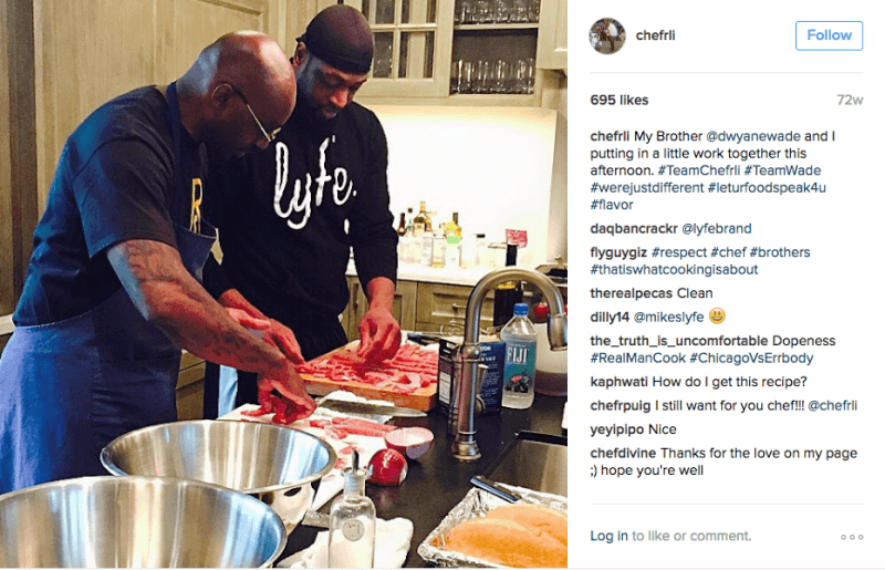 Screen shot from social media feed of Chef Richard and D-Wade in the kitchen