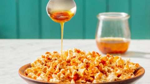 Hot honey drizzled on popcorn.