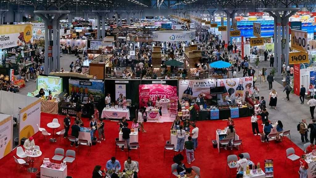 Aerial view of showroom floor.