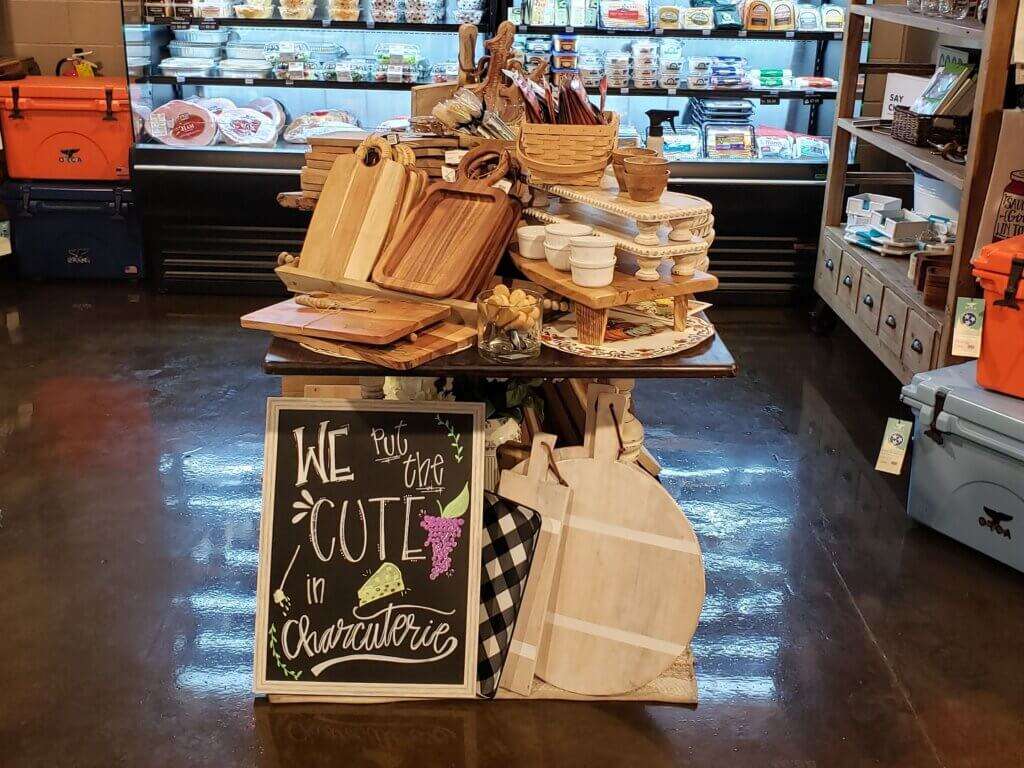 Charcuterie making supplies inside Circle F Meats market. 