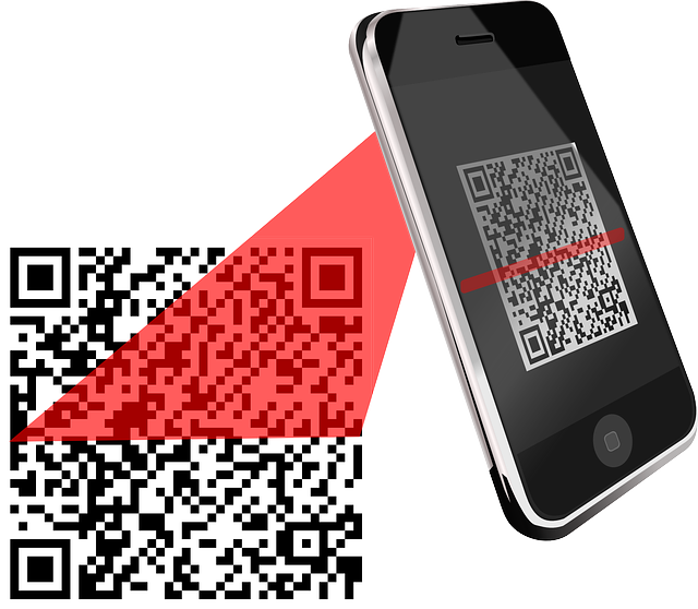 Smartphone scanning a QR code. 