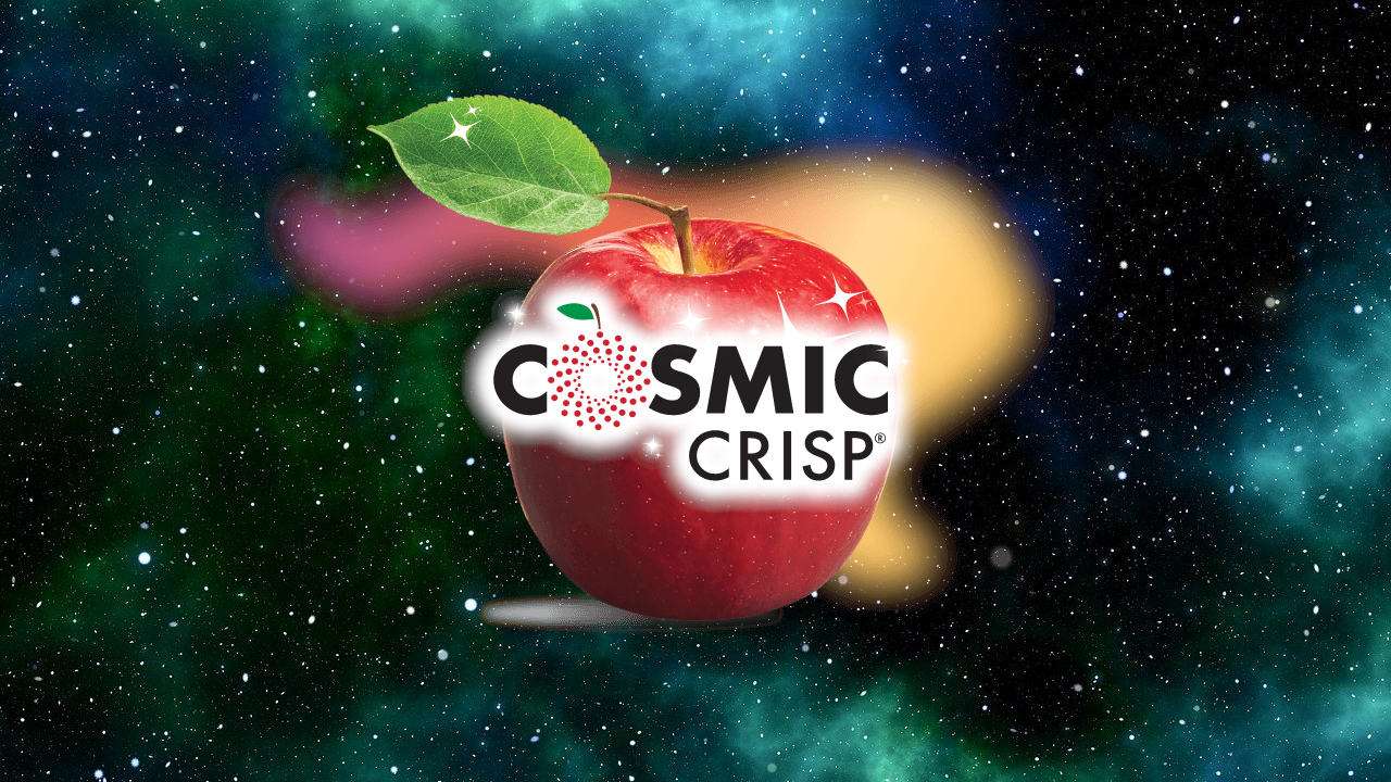 Cosmic Crisp® apple and logo.