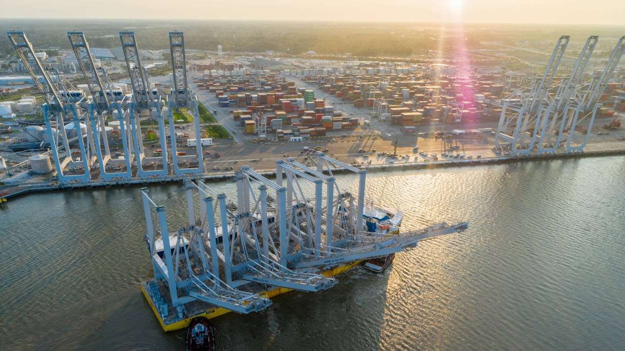 New ship-to-shore cranes arrive at the Port of Savannah.