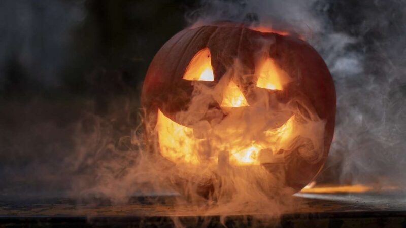 Halloween Jack-O-Lantern with smoke.