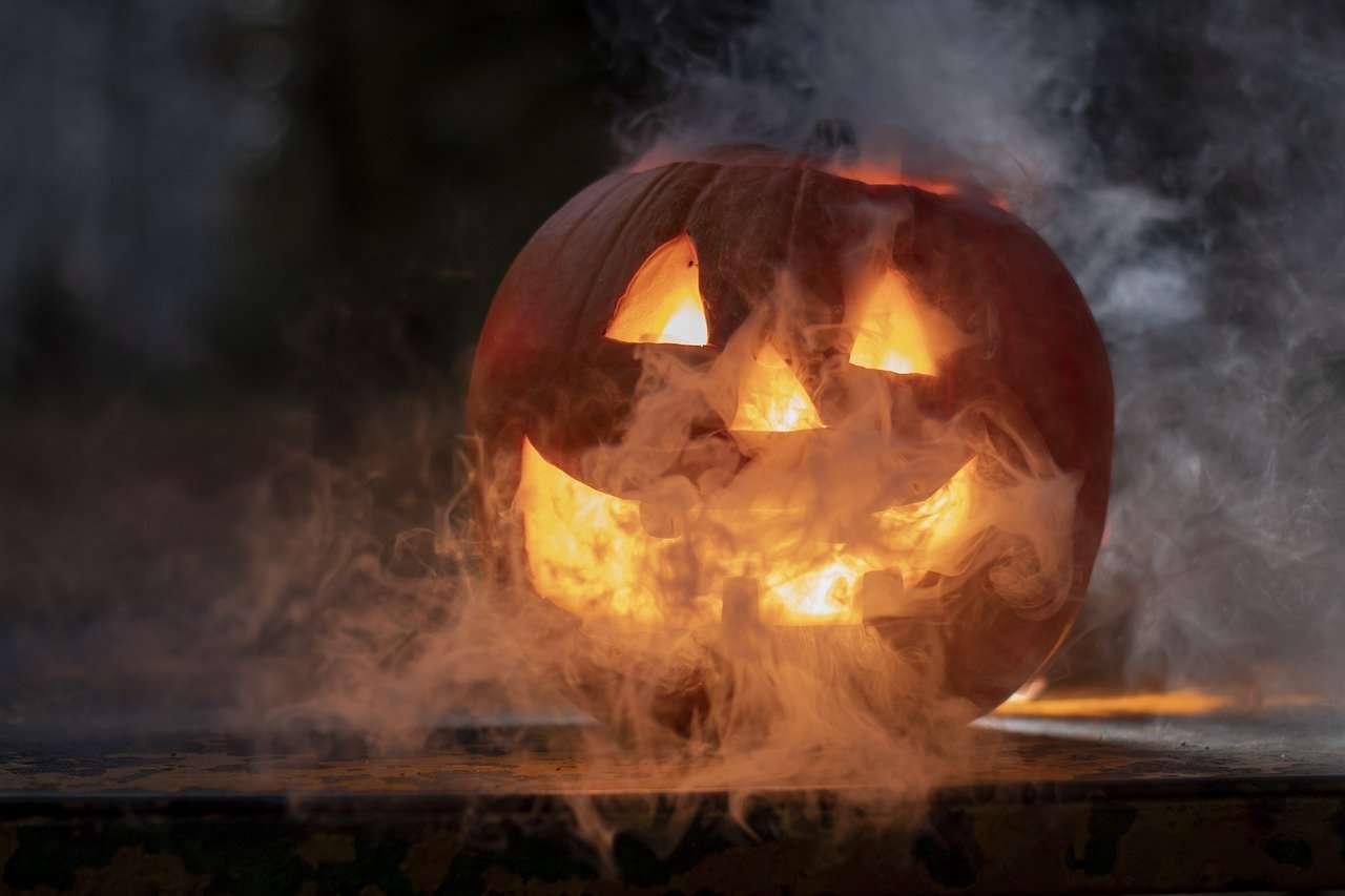 Halloween Jack-O-Lantern with smoke.