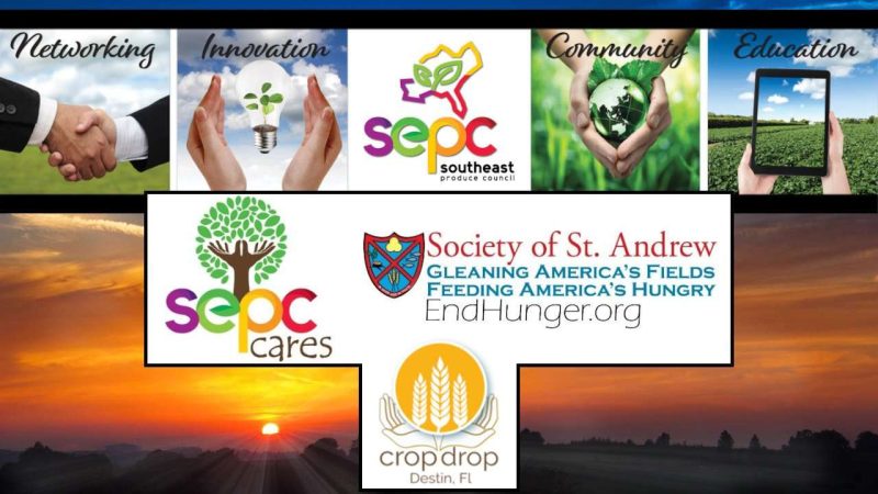 SEPC, SEPC Cares, Society of St. Andrew, and Destin Crop Drop logos.