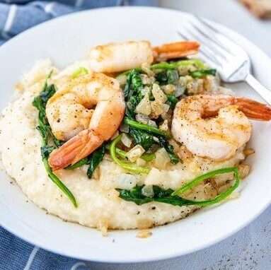 Bowl of Shrimp And Grits With Vidalia Onions