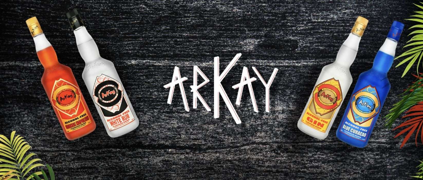 Arkay logo for four non-alcoholic drink bottles.
