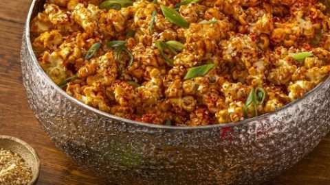 Bowl of Spicy Korean BBQ Popcorn