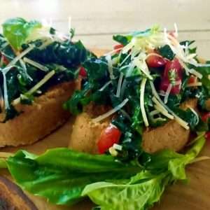 Closeup of Tuscan kale salad.