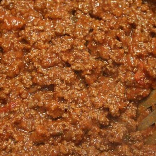 Sloppy Joe mixture in a pot. Credit: AZAdam via Flickr. https://commons.wikimedia.org/wiki/File:Sloppyjoemeat.jpg