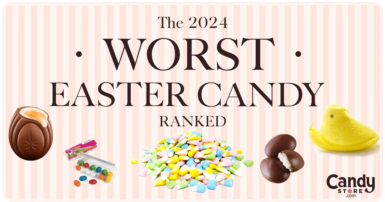 Poster showing images of some of 2024's worst easter candy.
