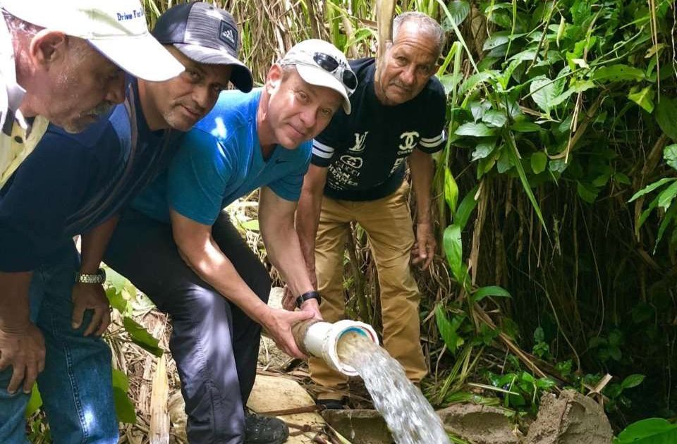 Fresh water coming from new water well in the jungle.