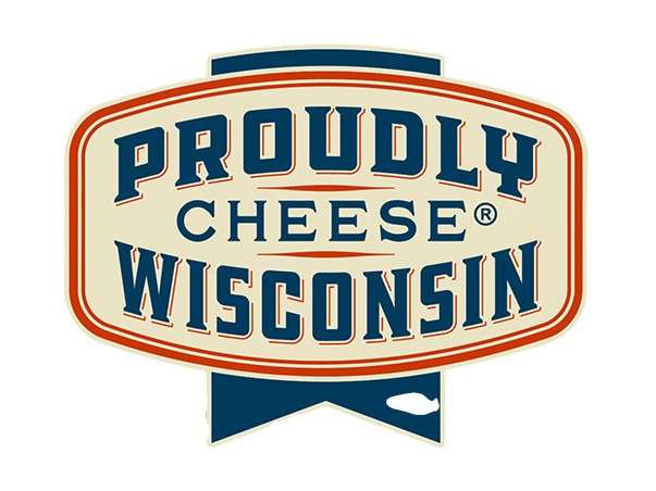 Award Proudly Wisconsin Cheese on a blue ribbon. 