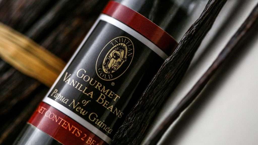 Bottle of Tahitian Gold Gourmet Vanilla Beans on Papua New Guinea.