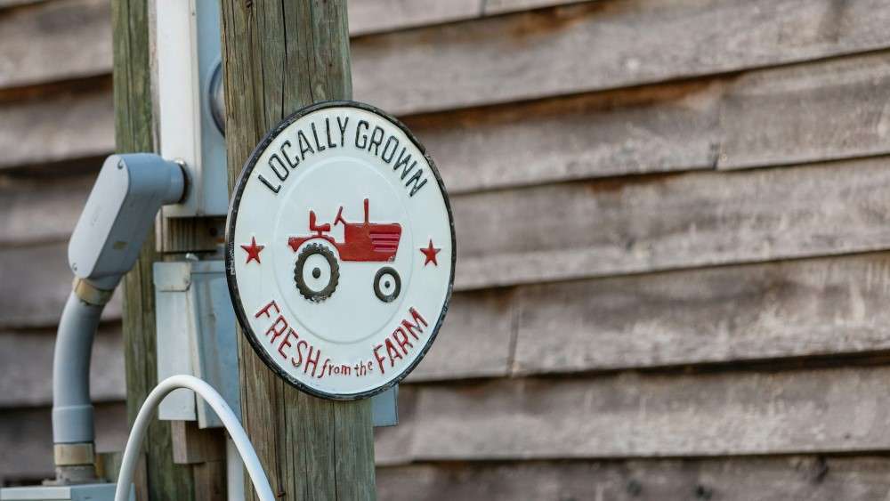 Locally grown fresh from the farm metal sign. 