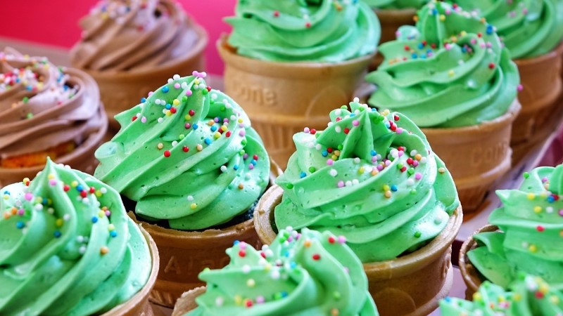 Macro image of pastries with sprinkles. 