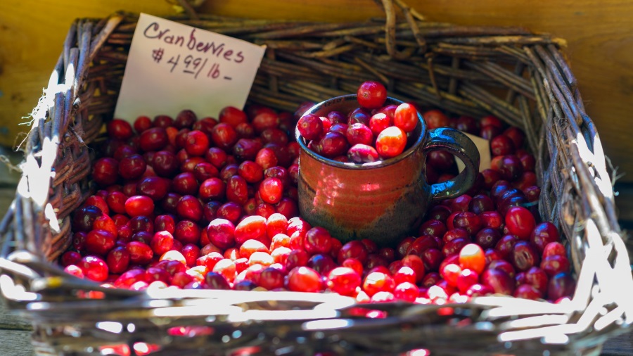 Cranberries in a basket.