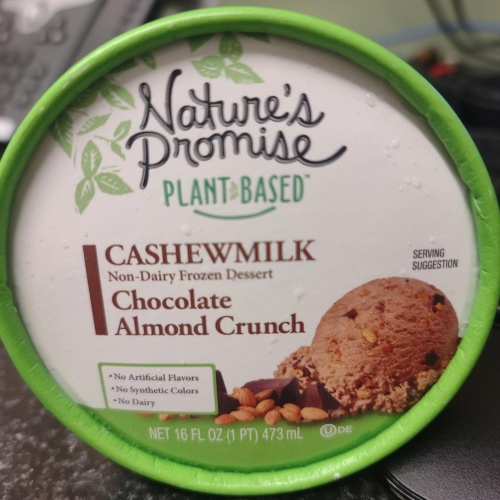 Lid of Nature's Promise Plant Based Non-Dairy Frozen Dessert