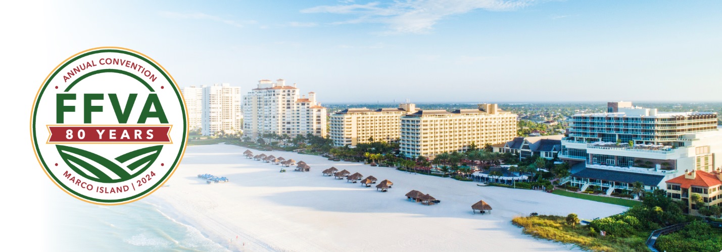 Image of Marco Island with Florida Fruit And Vegetable Association Logo overlay. 