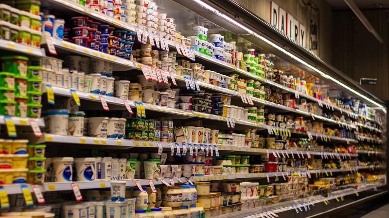 Grocery isle shelf.