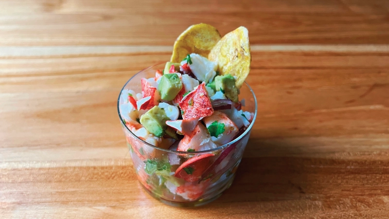 Lobster Ceviche in serving glass.