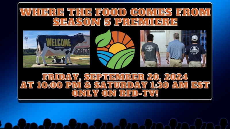 Poster indicating the Season 5 Premiere of Where The Food Comes From is Friday, September 20, 2024.