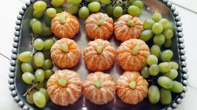 Plate of pumpkin oranges. 