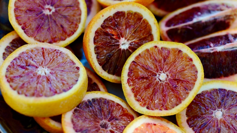 Blood orange slices. 