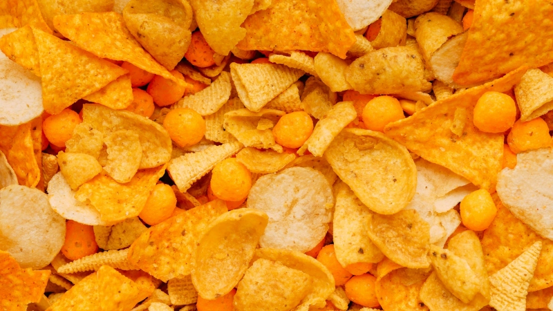 Ultra-processed assorted potatoe chip snacks.