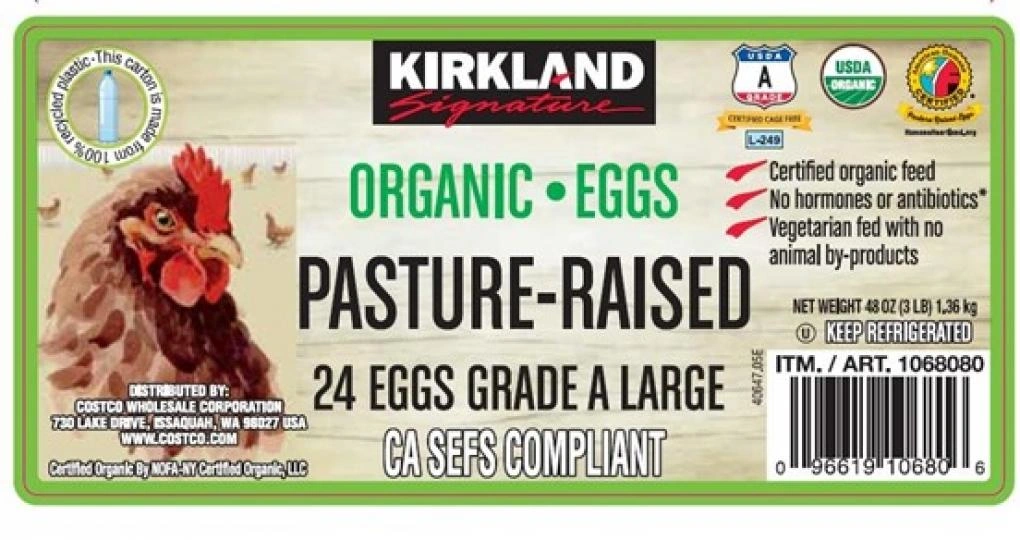 Product image of Kirckland Organic eggs. 