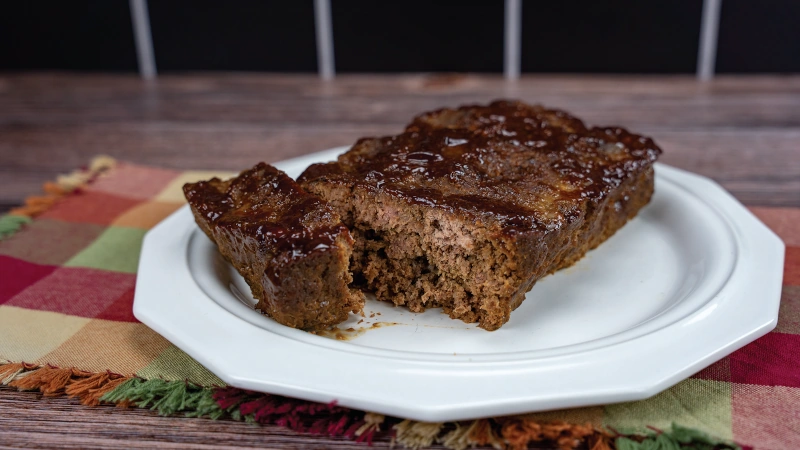 Bison BBQ meatloaf on a plate.