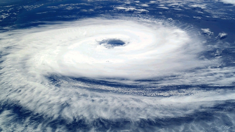 View of a hurricane from space.