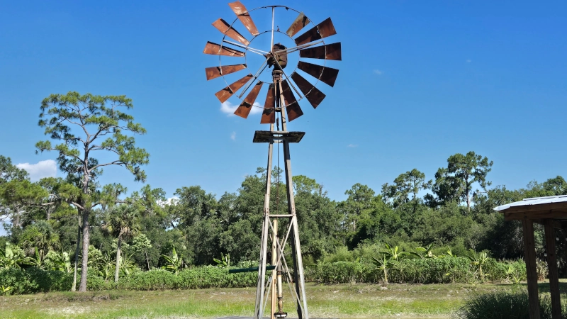 Old windmill on a farm.